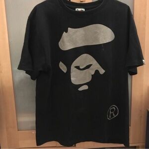 Bape Black Tee with Silver Ape Graphic